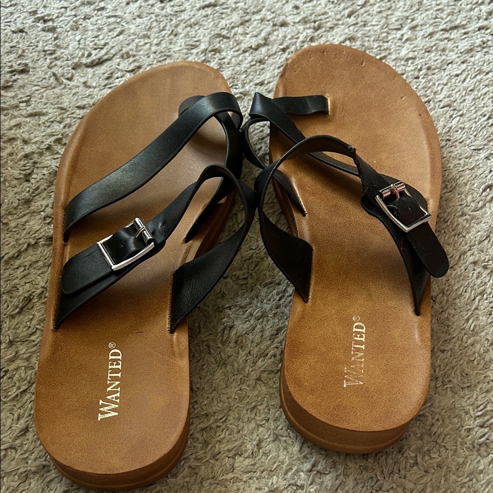 Wanted Black and Brown Women's Sandals